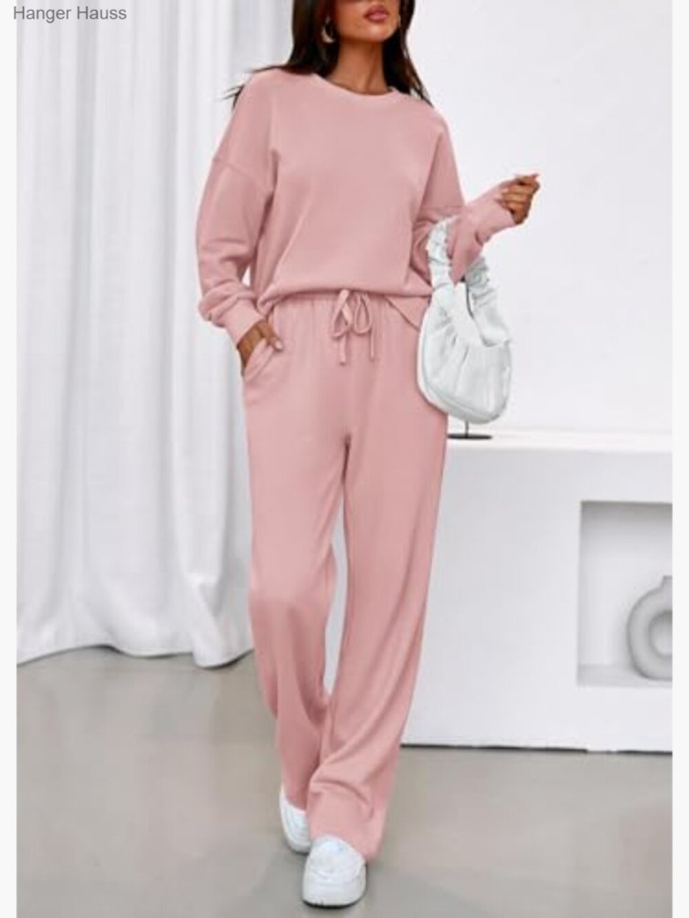 Matching Lounge Sweatsuit 2 Piece Set Oversized Sweatshirt Joggers - Picture 4 of 7